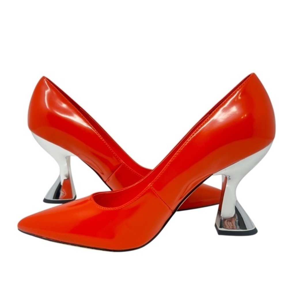 Katy Perry Collections Orange Patent Heels with Silver Accents
